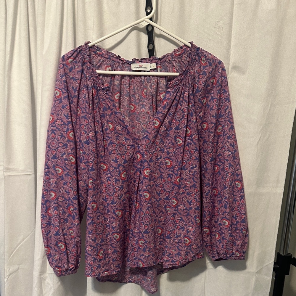 Vineyard Vines Pink and Blue Patterned Blouse